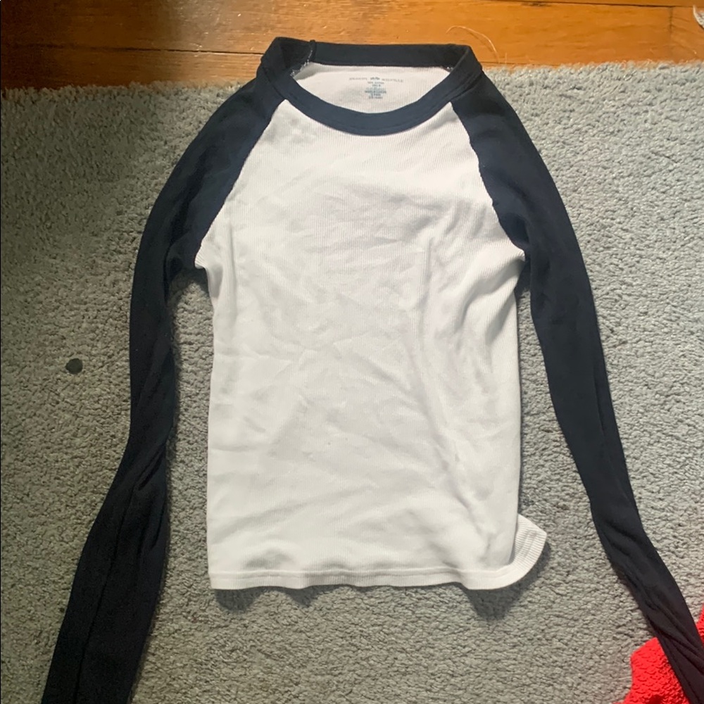 Brandy Melville Black and White Ribbed Tee